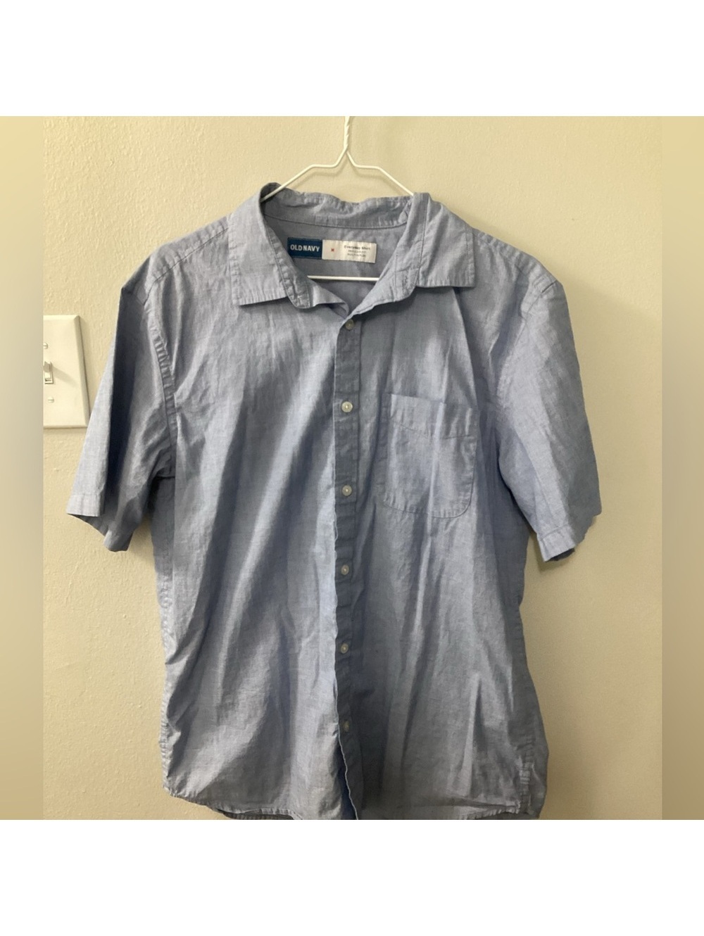 Men’s Old Navy Medium Everyday Short Sleeve Button Down Blue Shirt Tote10